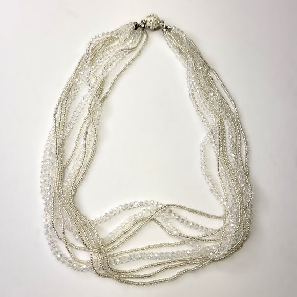 Multi Strand Braided Necklace Glass Bead Braided Necklace Beaded Twist Necklace - Picture 4 of 9